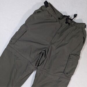 REI Mens Convertible Cargo Pants Belted Zip Off Hiking Outdoor Olive Green Med